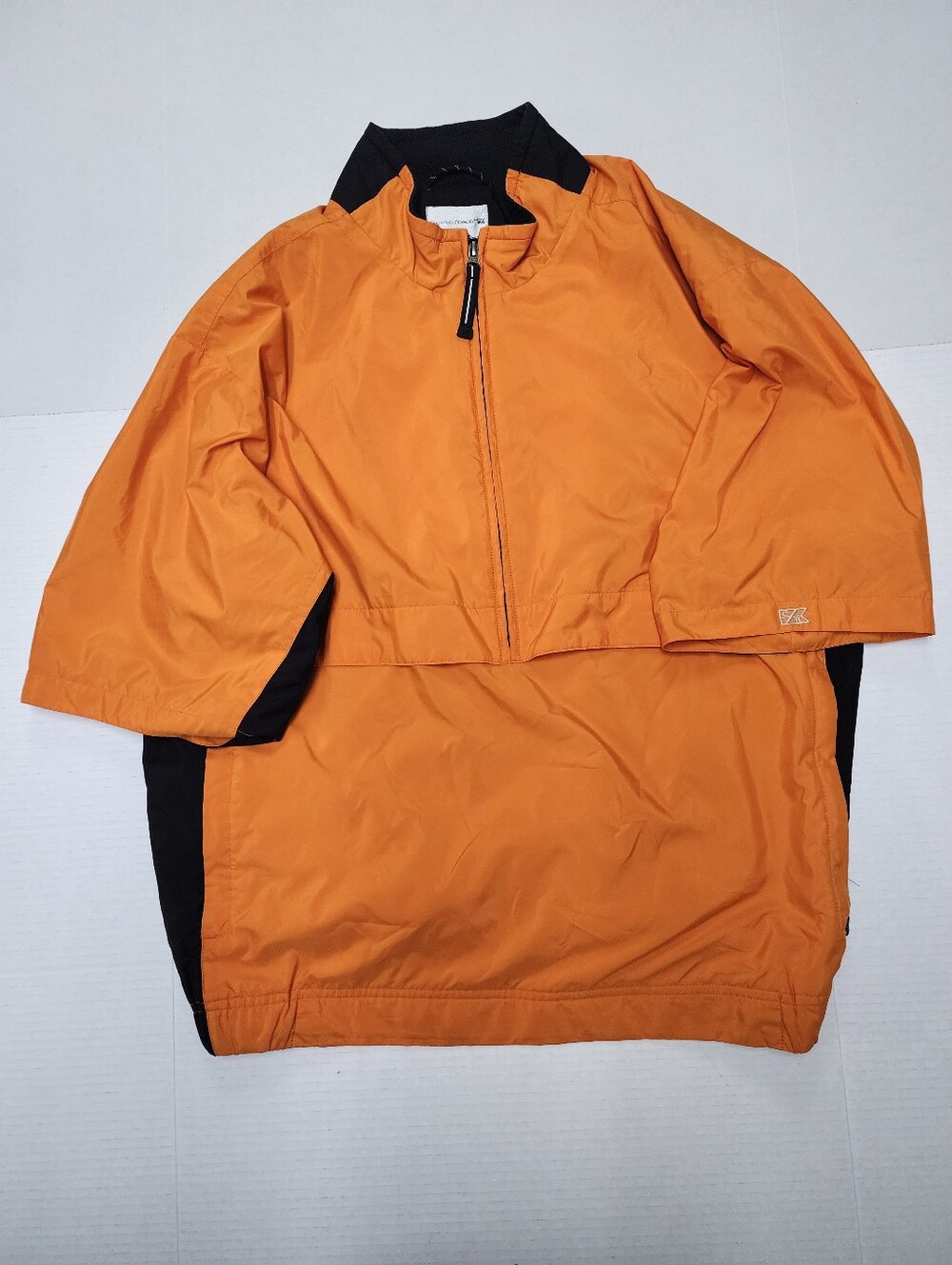 Cutter and Buck CB Windtec Men's Size Medium Orange Black 1/4 Zip Pullover Shirt